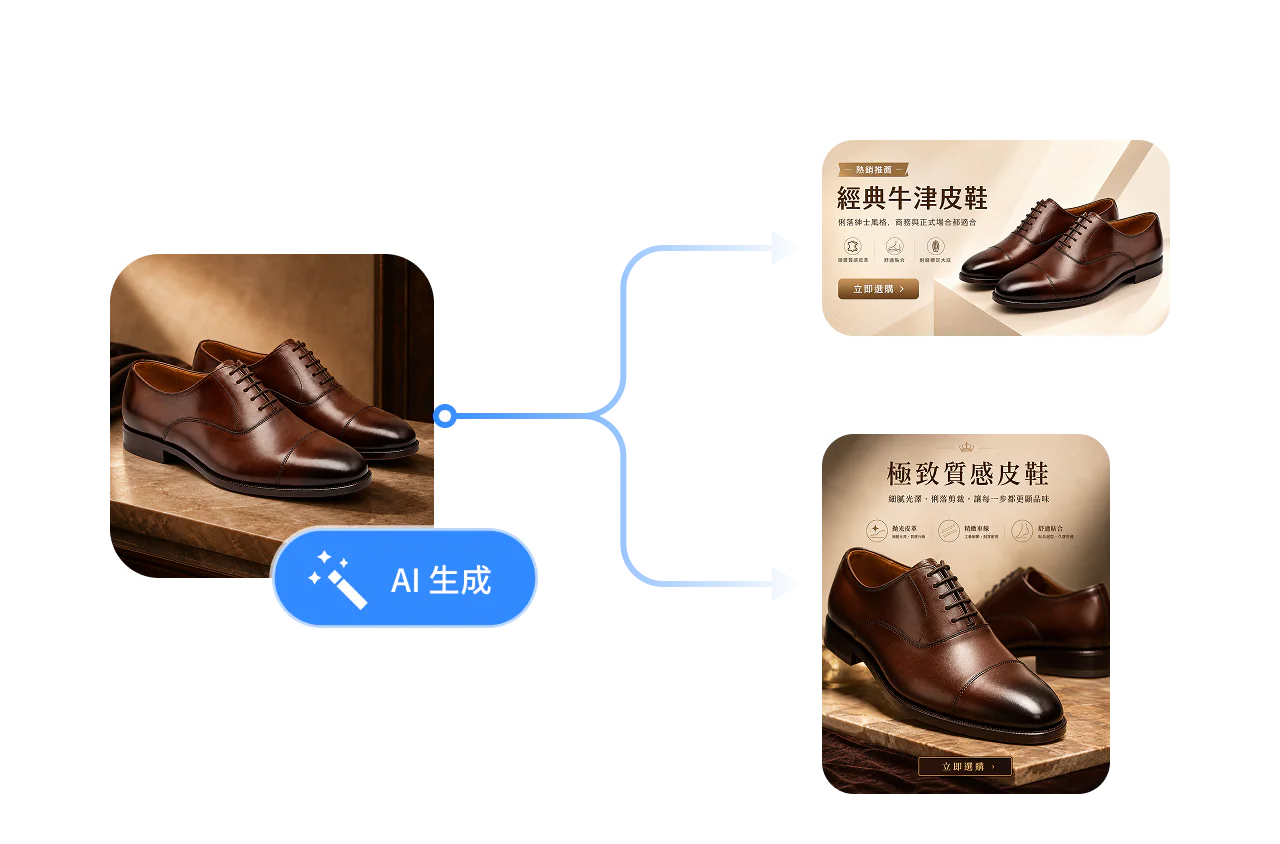 AI 生成廣告素材示意圖